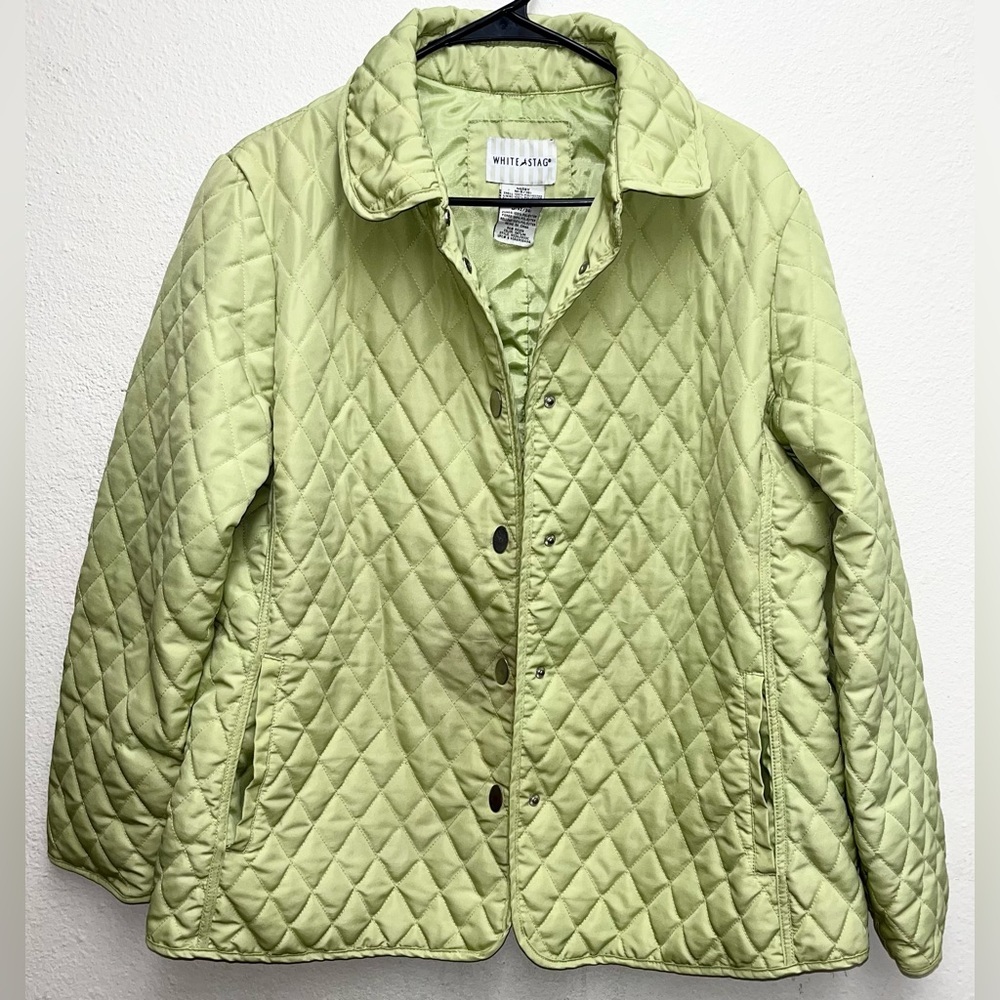 White Stag Womens Medium Light Lime Quilted Snap Up Jacket Lightweight